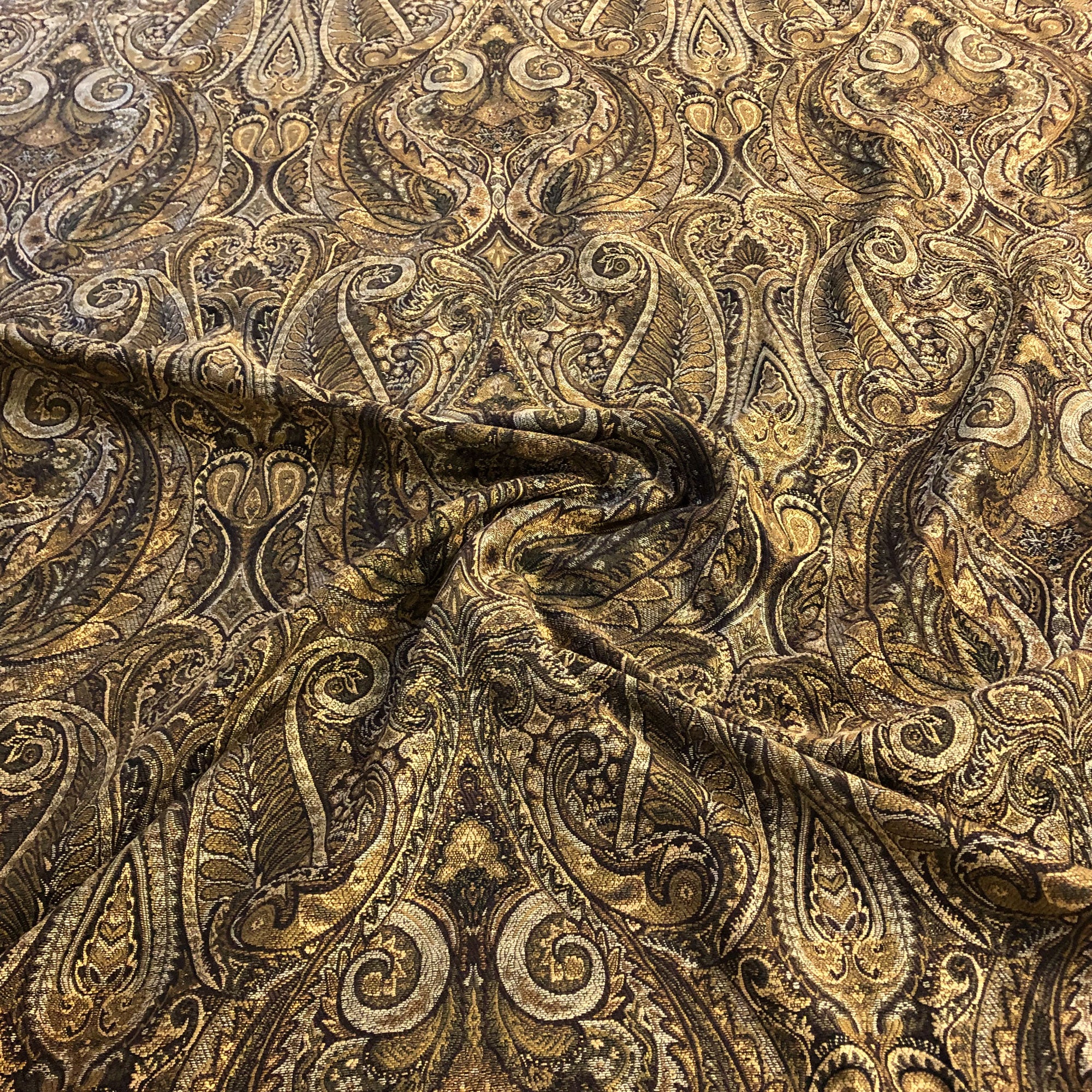 Brown Traditional Paisley Jacquard Upholstery Fabric 54