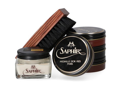 Saphir shoe creams and shine brush