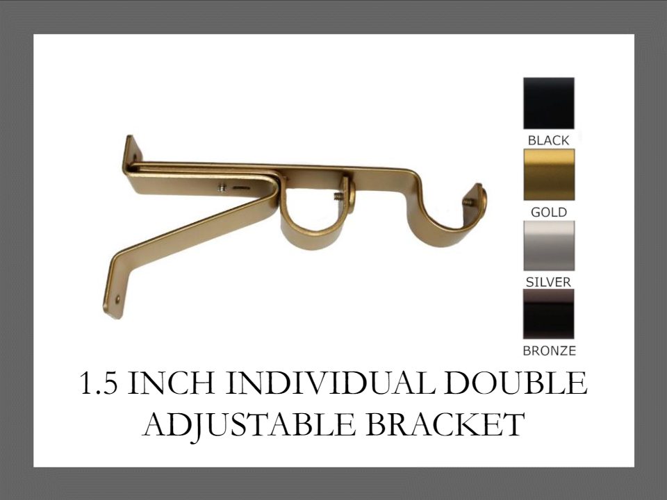 1.5 Inch Adjustable Double Bracket - Available in Gold, Silver, Bronze and Black Finishes