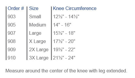 Knee Immobilizer Size Chart