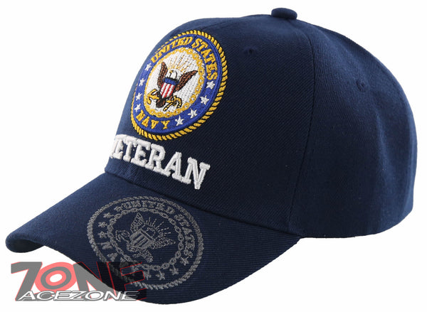 Us Navy Veteran Gray Round Usn Ball Cap Hat Navy