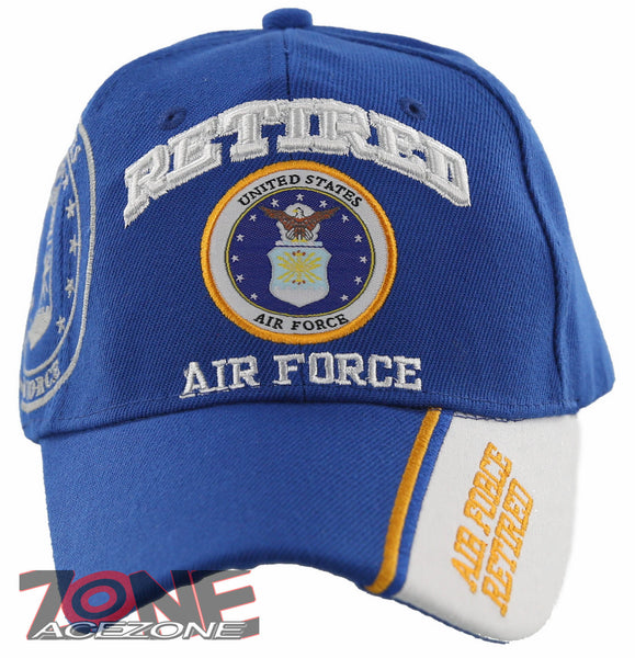 New Usaf Air Force Retired Side Line Ball Cap Hat Blue