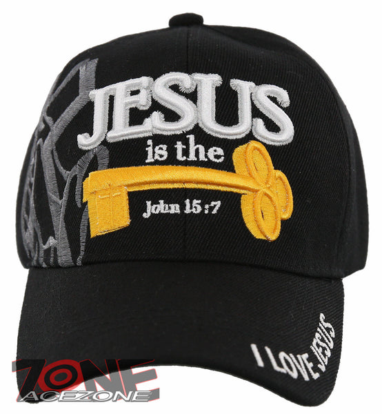 NEW! JESUS IS THE KEYS JOHN 15:7 I LOVE JESUS CHRISTIAN BALL CAP HAT B ...