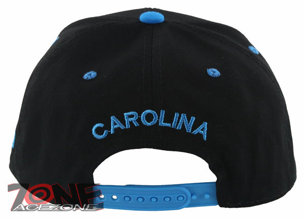 New Flat Bill North Carolina Nc State Usa Snapback Ball Cap Hat Black