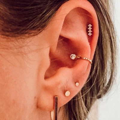 Conch piercing: diamond stud vs ring earrings jewelry (with helix and lobe  diamond studs). Considering getting a s… | Cute piercings, Piercings, Daith  ear piercing
