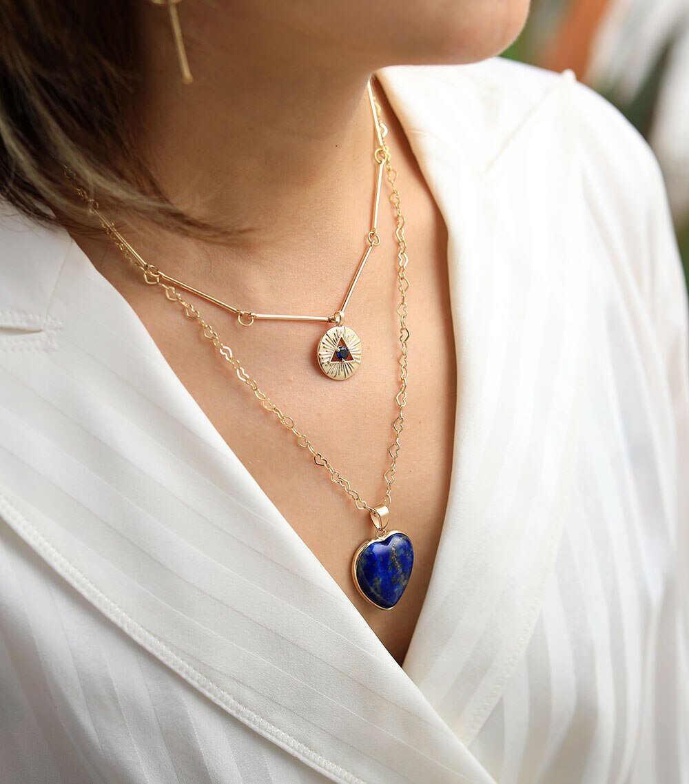 Rain 7 Chakra Heart Gold Chain Necklace