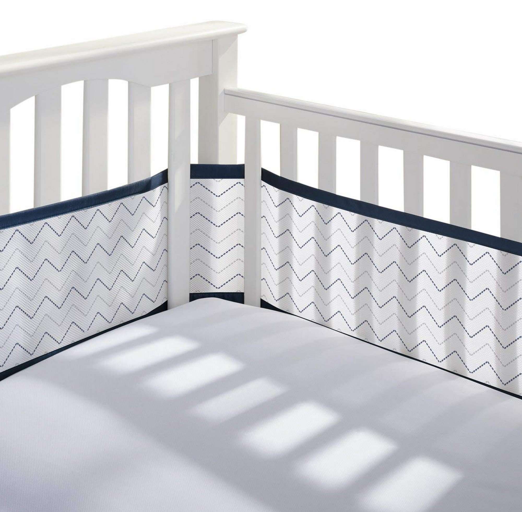 BreathableBaby Breathable Mesh Printed Crib Liner - Gray Chevron