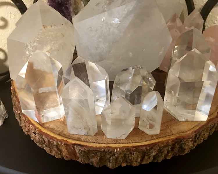 Selection of Clear Quartz Crystals on a tray