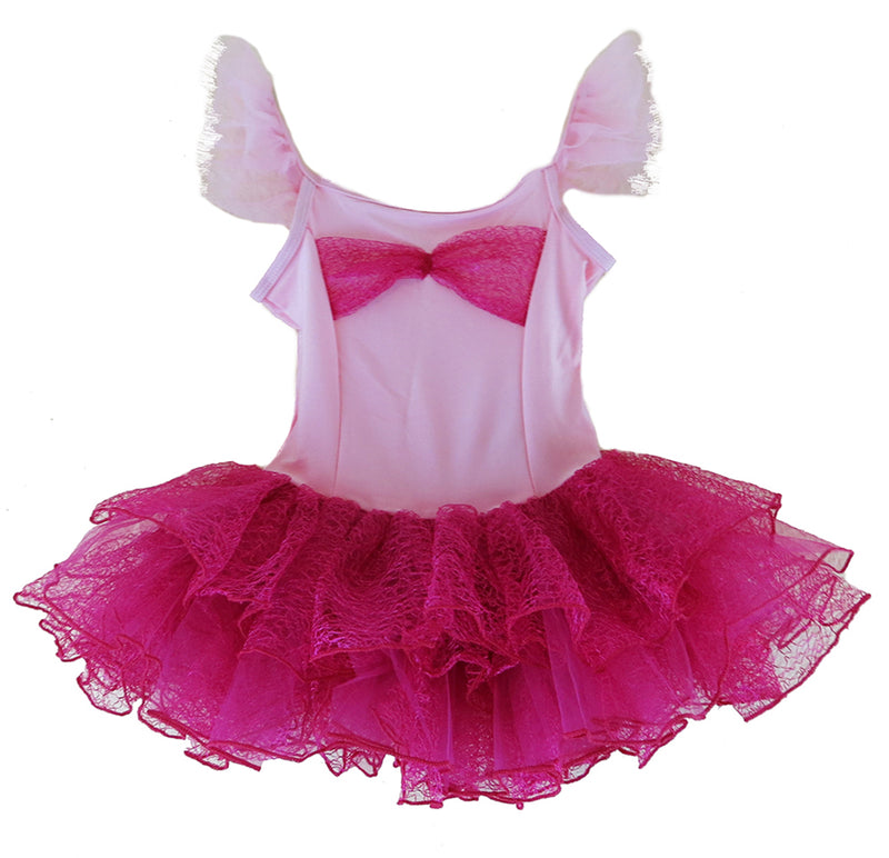Hot Pink Lace Bow Lycra Ballet Dress Wenchoice 