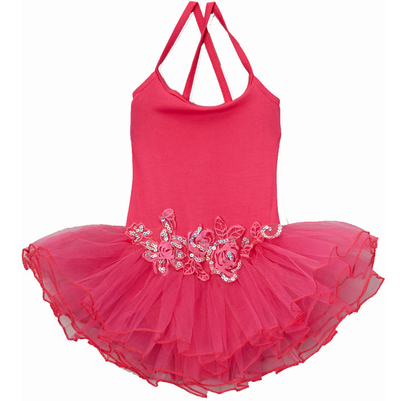 Hot Pink Flower Spaghetti Strap Ballet Dress Wenchoice 