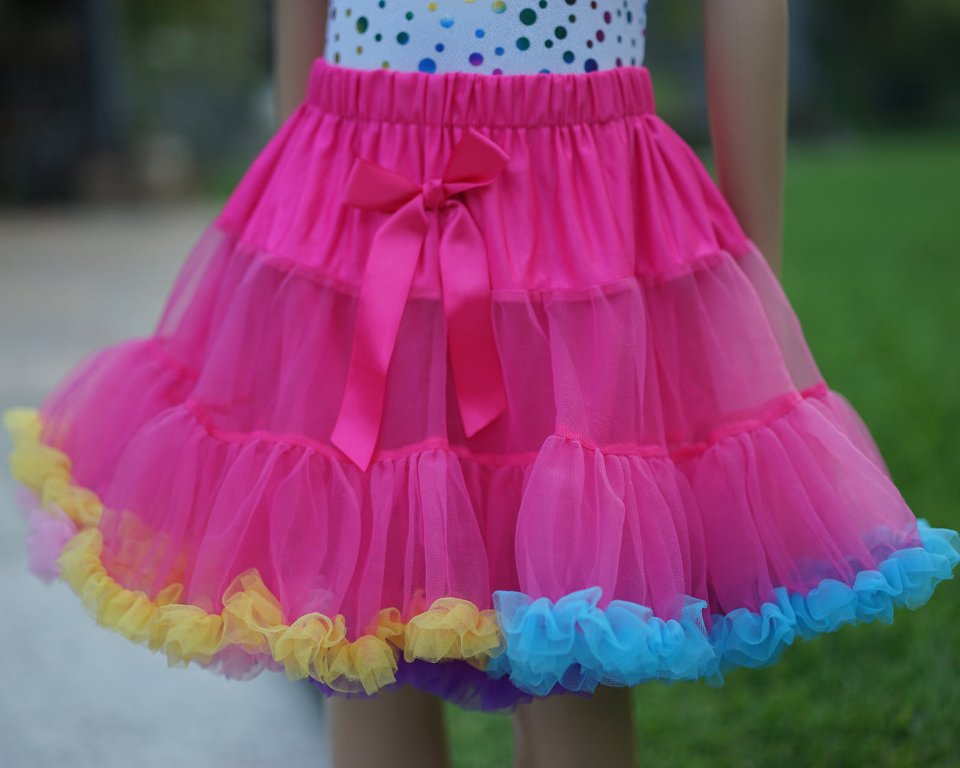 Hot Pink Rainbow Trim Chiffon Tutu Skirt Wenchoice 