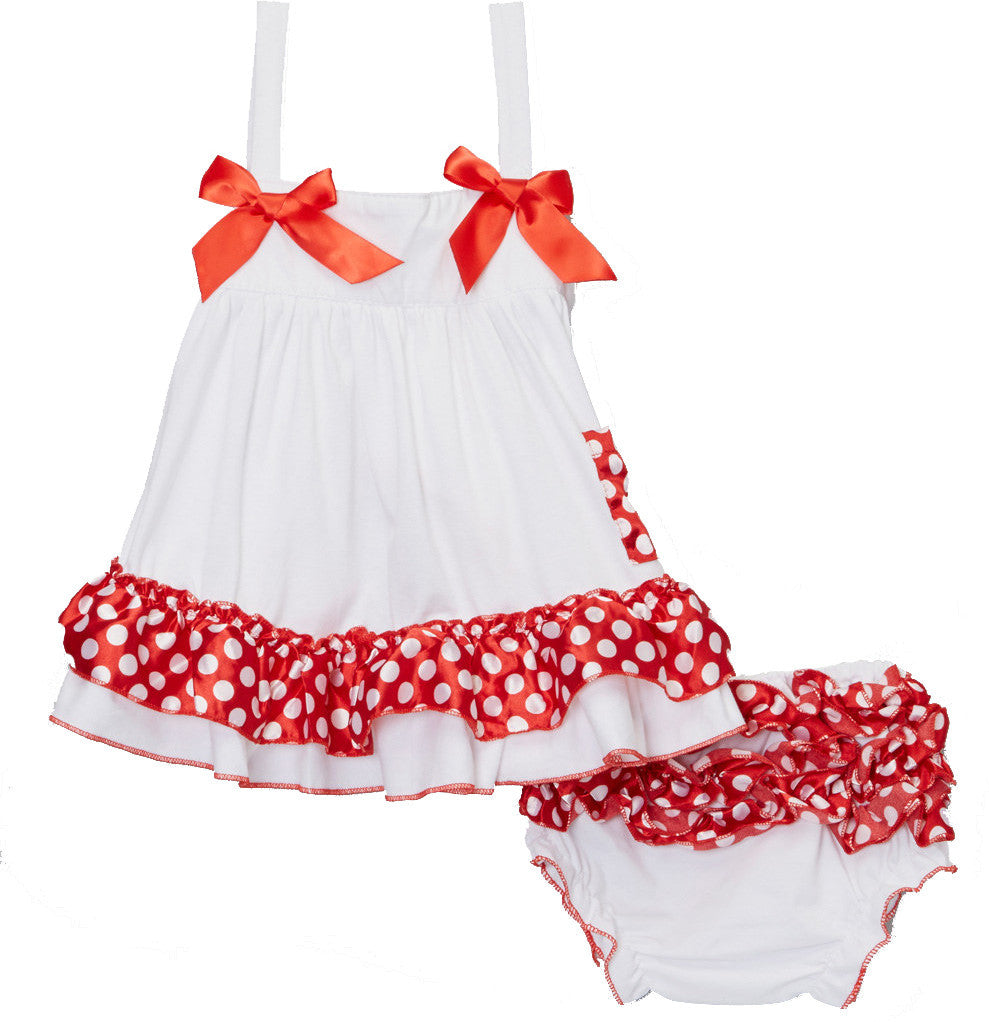 White Red Pocka Dot Swing Top Set | Wenchoice