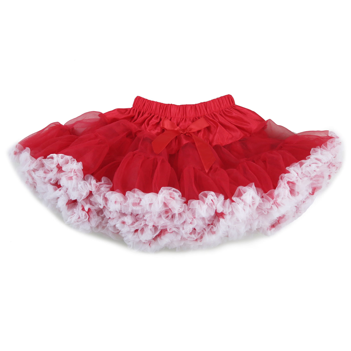 Fluffy Red Chiffon Petti Skirt White Trim | Wenchoice