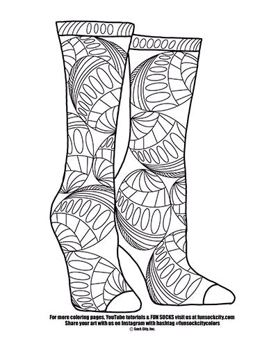 Dots and Stripes Sock Coloring Page
