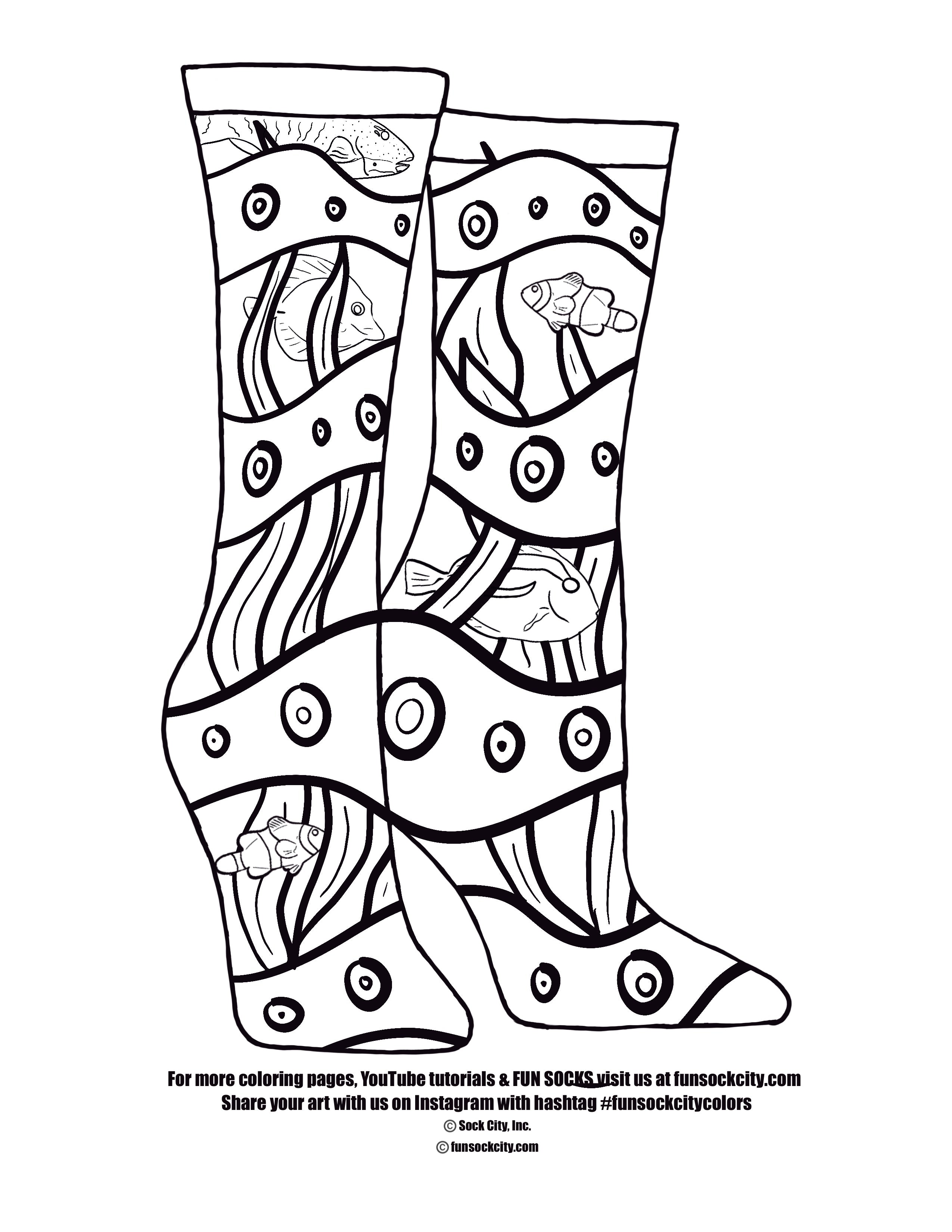 Fish Reef Sock Coloring Page