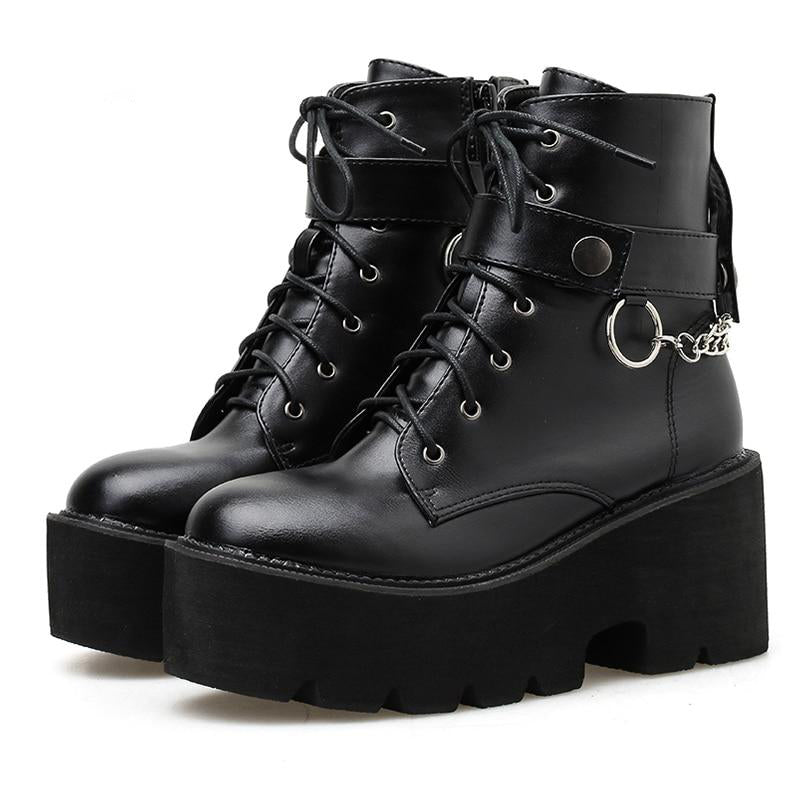 gothic black platform boots