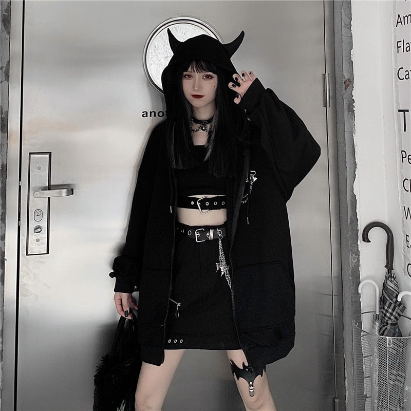 Gothic Harajuku Devil Horn Hoodie – ROCK 'N DOLL