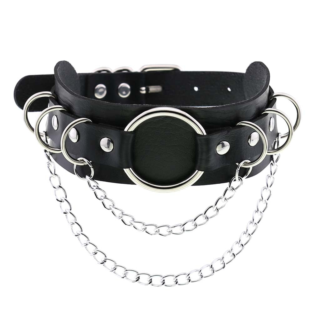 Gothic Punk Double Chain O Ring Choker Necklace Rock N Doll