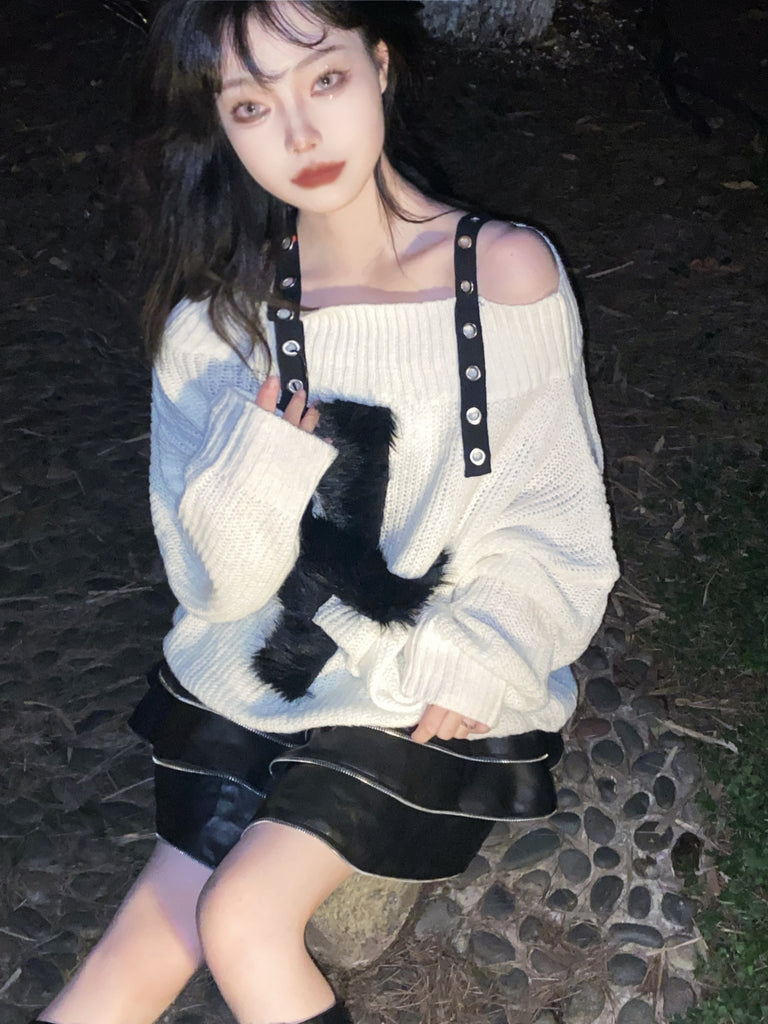 Gothic Harajuku Y2K Cross Knitted Sweater Top – ROCK 'N DOLL