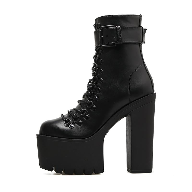 Gothic Wiccan Harajuku Lace Up Platform Ankle Boots – ROCK 'N DOLL