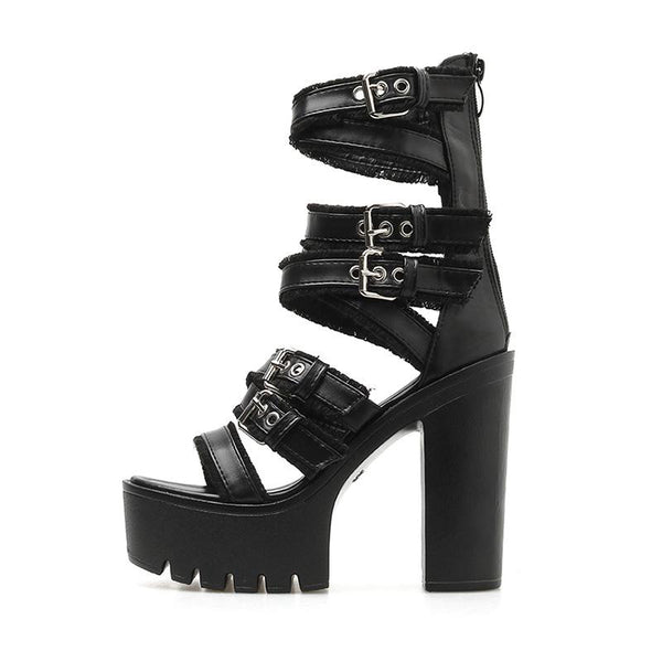 Gothic Gladiator Criss Cross Straps Platform Sandals – ROCK 'N DOLL