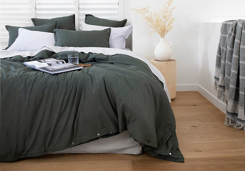 OLIVE GREEN BAMBOO QUILT COVER OLIVE SHEETS BAMBOO DUVET SET LOOM LIVING BAMBOO COTTON SHEEETS DUVET PILLOWCASES BAMBOO BEDDING OLIVE BEDLINEN LINEN BEDDING PILLOWSLIPS QUILT COVER SET BAMBOO COTTON