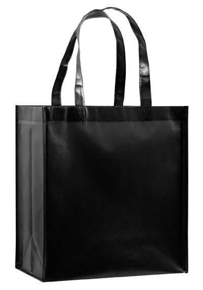 12 x 8 x 15 + 8 Black Matte Laminated Designer Tote Bag
