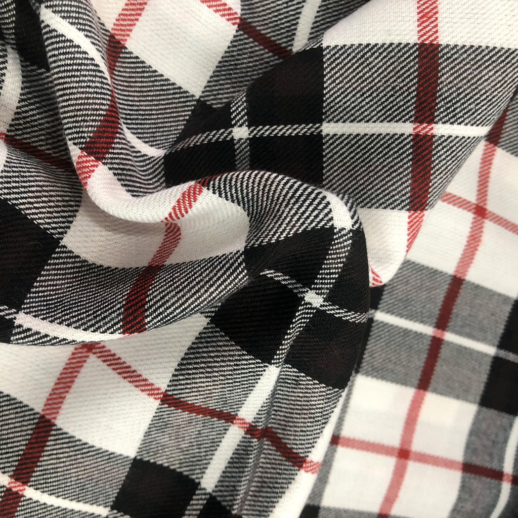 White with Black and Red Tartan – FabricBazaar