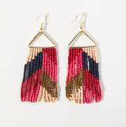 Hot Pink Red Chevron On Triangle Earring