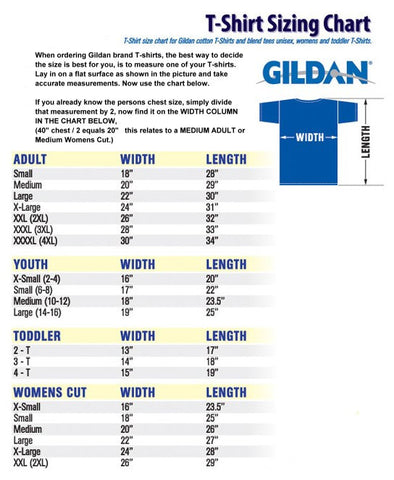 Gildan T Shirt Size Chart Chest