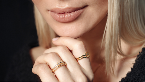 Stackable rings, slim and lightweight bands that can be worn on the same finger in multiple layers