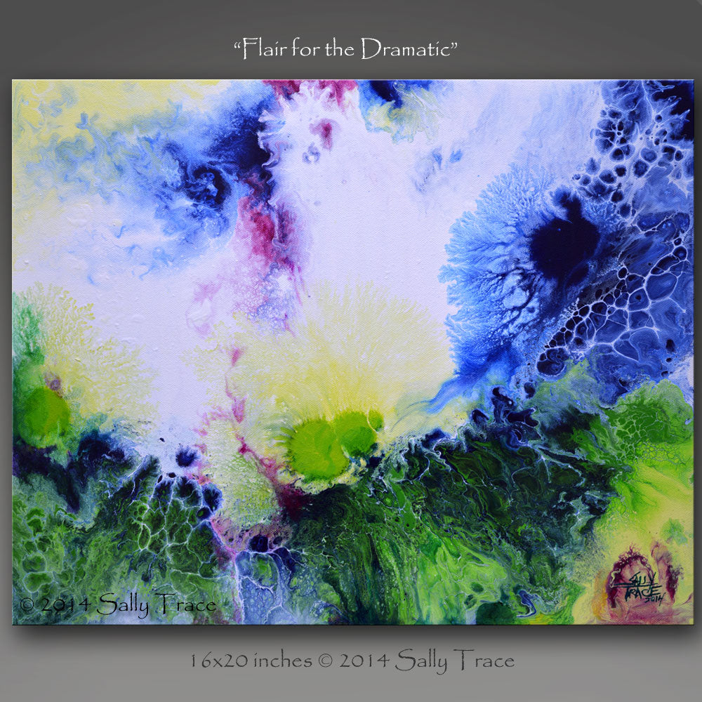 Flair of the Dramatic, fluid art painting for sale by Sally Trace