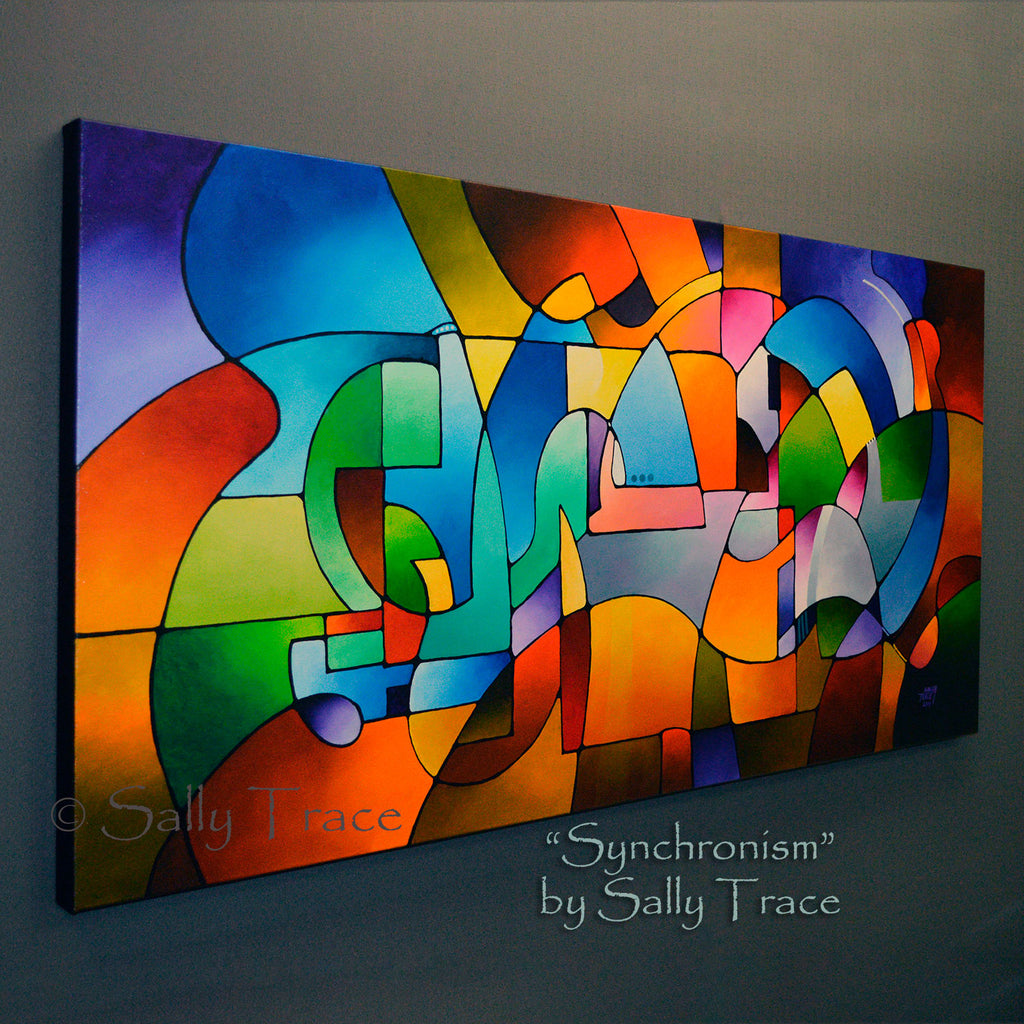 Synchronism Original Geometric Painting by Sally Trace