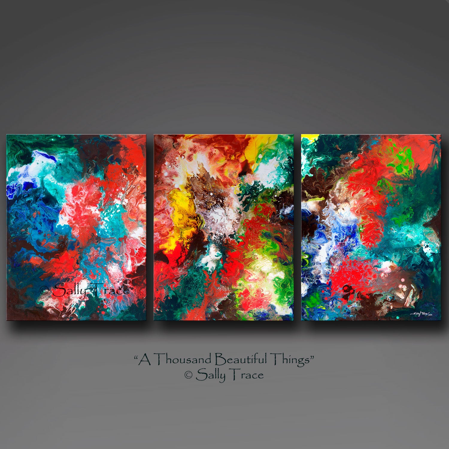 A Thousand Beautiful Things Fluid Art Print Set Sally Trace Abstract Paintings