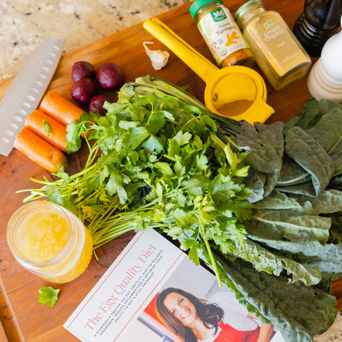 Healthy food on a cutting board