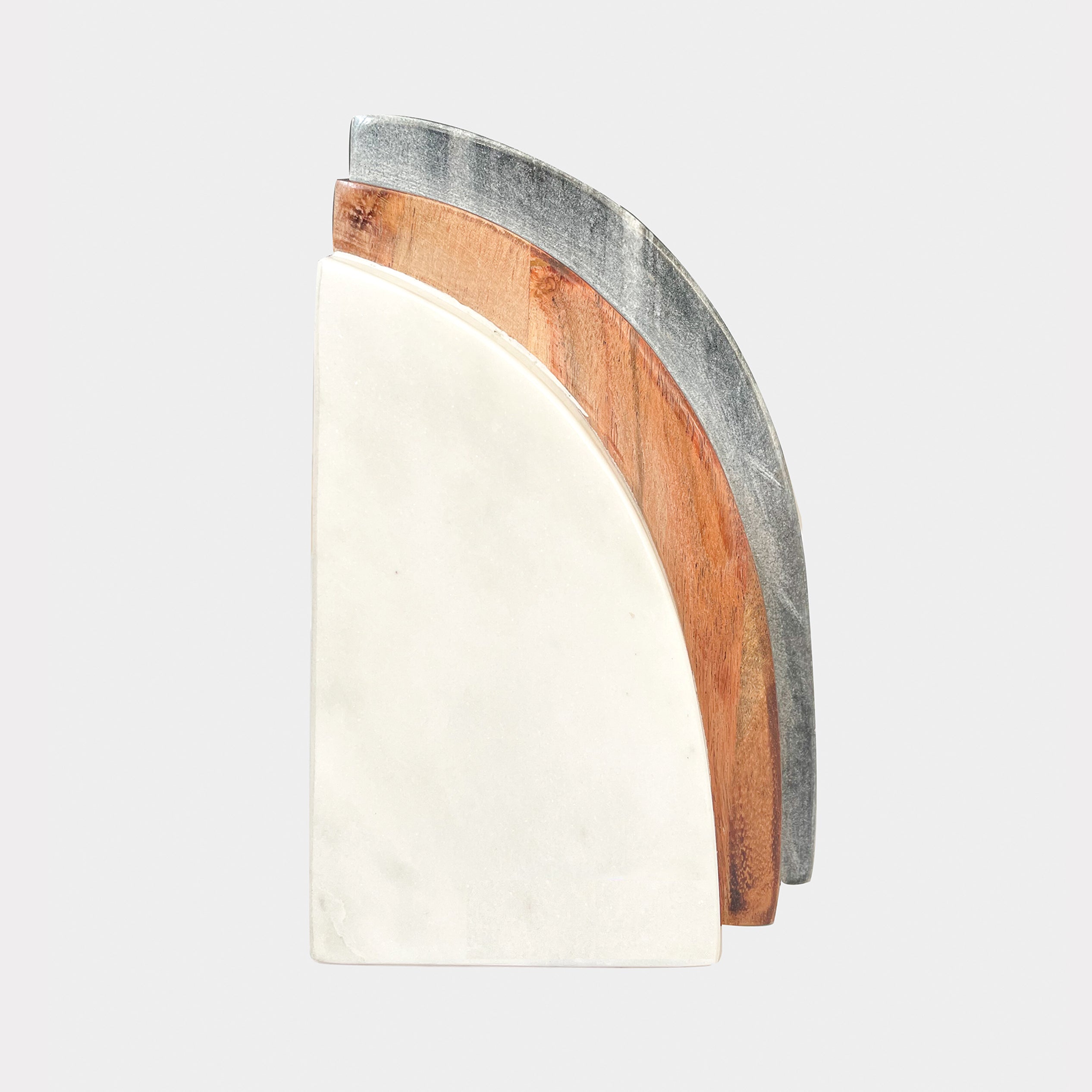 wood and marble bookends