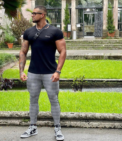 fitness papi in gerardo collection grey plaid pants