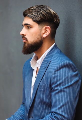 gonzalo costa in blue pinstripe suit by gerardo collecion