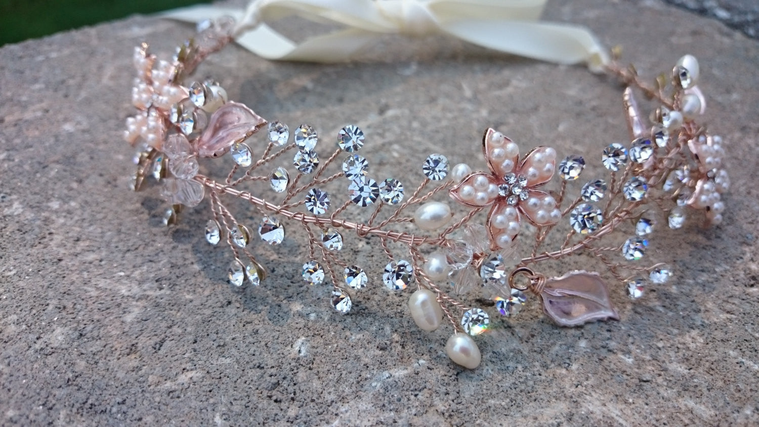 rose gold wedding headband