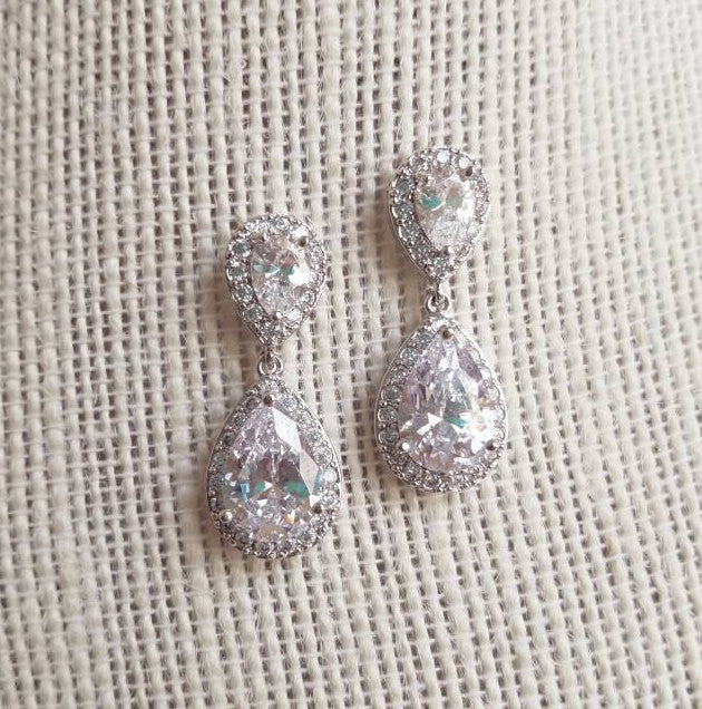 Bridal earrings, CZ bridal earrings 