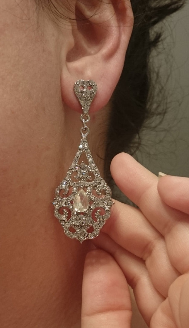 Riley - Art Deco Pearl and Crystal Wedding Earrings - Gold – AMELIE GEORGE  PTY LTD