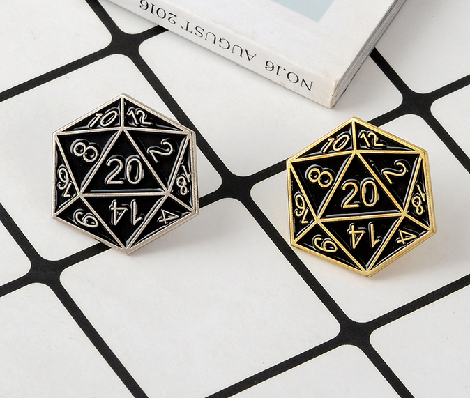 D20 Dice - D&D Dice Brooch Pin - RPG Dice Pin