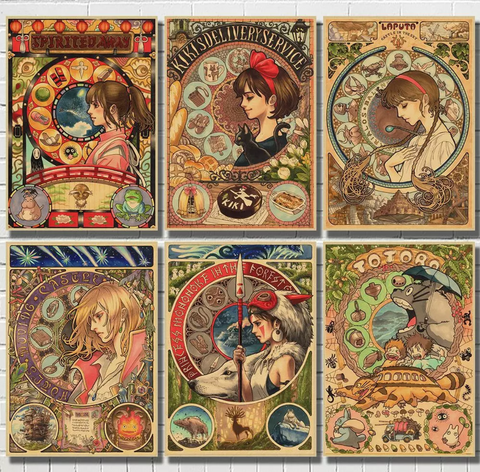 Studio Ghibli Poster Set - Character Montage Collection