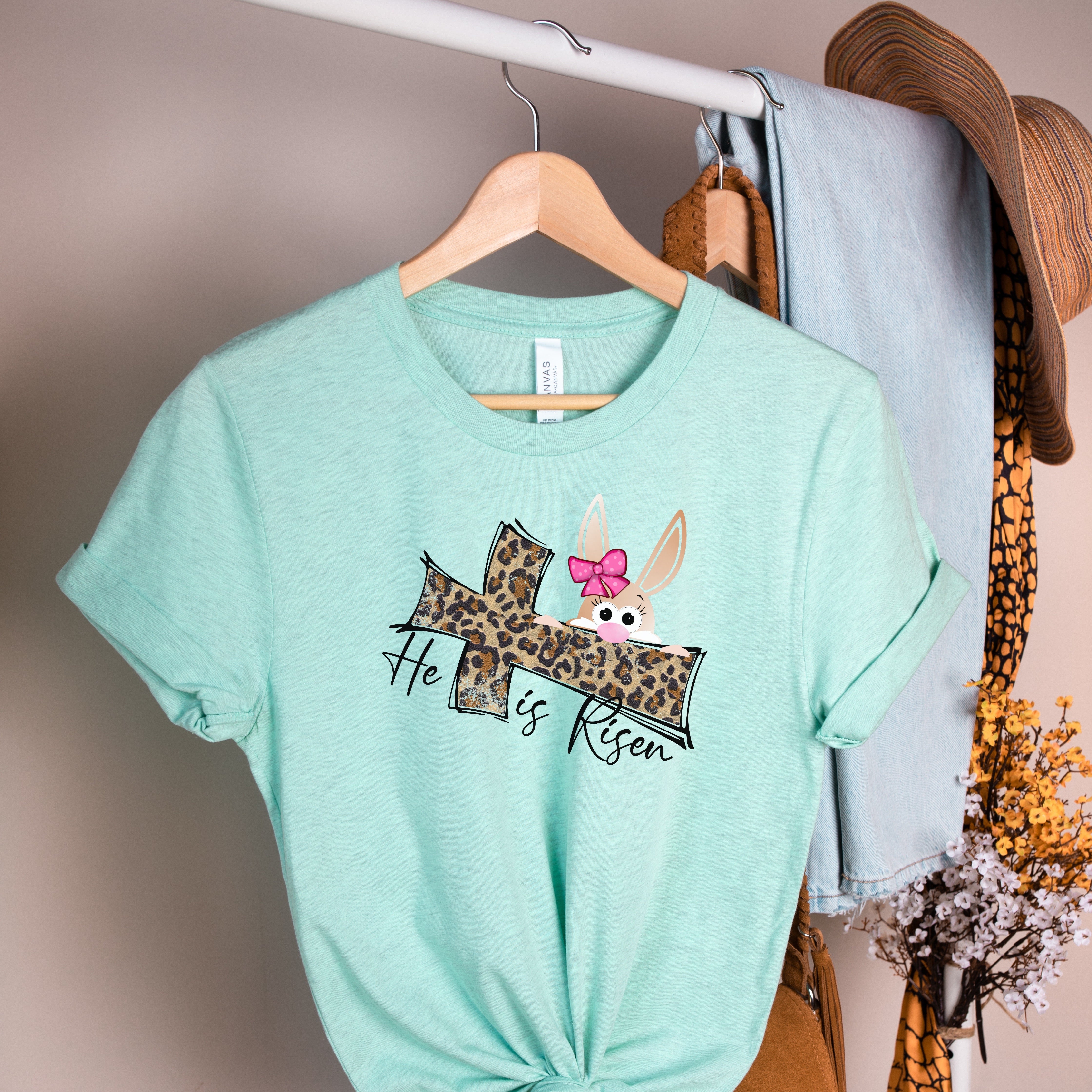 Leopard Cross with Easter Bunny Screen Print CD15