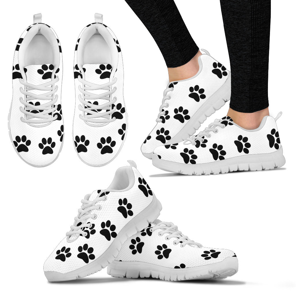Women's Sneakers Paw Prints Black on White/White Soles – Cool Cats Rule