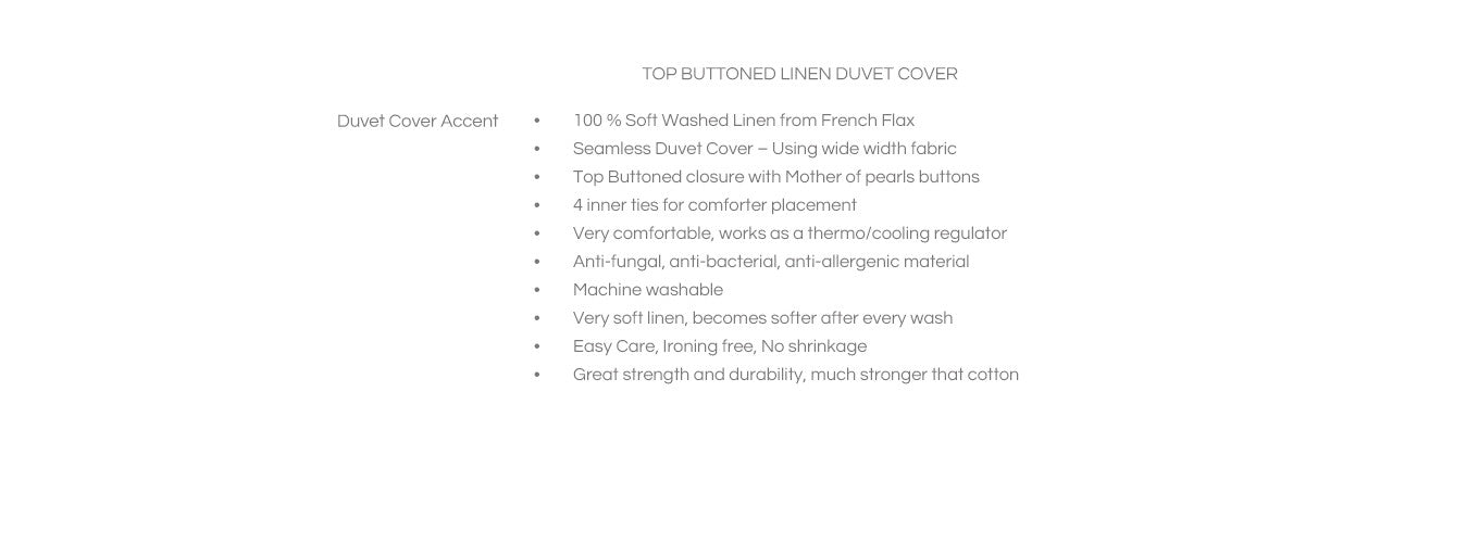 Features For Duvet Top Buttoned Cover