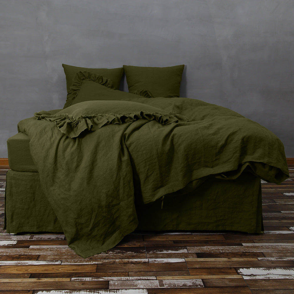 green linen duvet cover