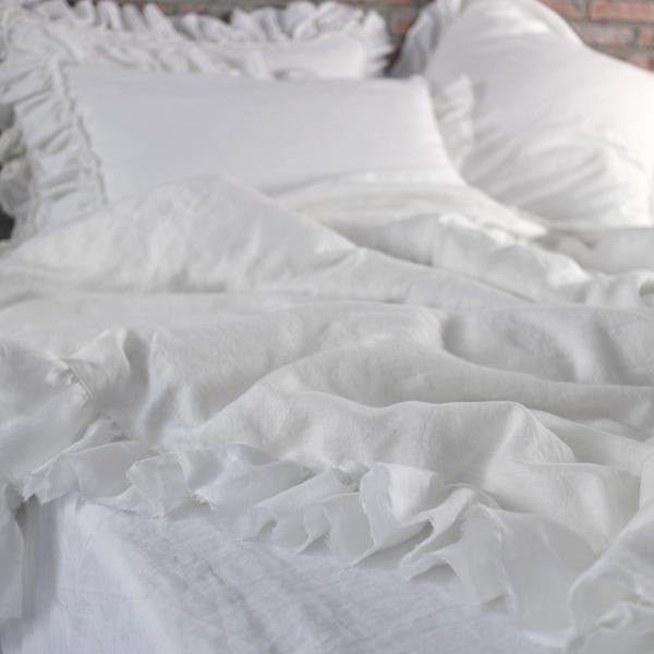 Frayed Ruffles Linen Duvet Cover Made With Pure Linen Linenshed Uk