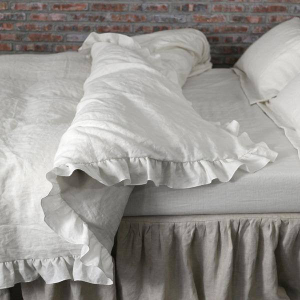 Ruffle Duvet Cover Made With Pure Washed Linen Fabric Linenshed Uk