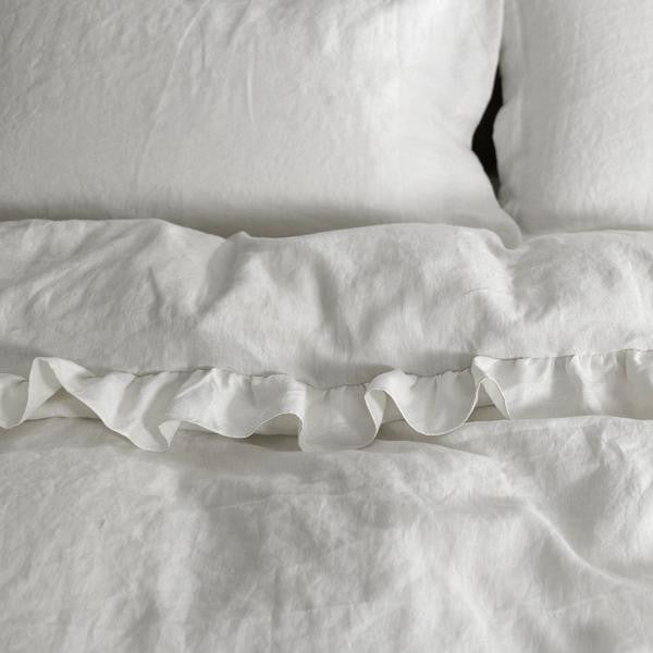 Ruffle Duvet Cover Made With Pure Washed Linen Fabric Linenshed Uk
